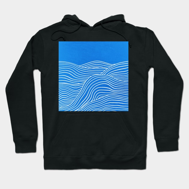 French Blue Ocean Waves Hoodie by ayeyokp